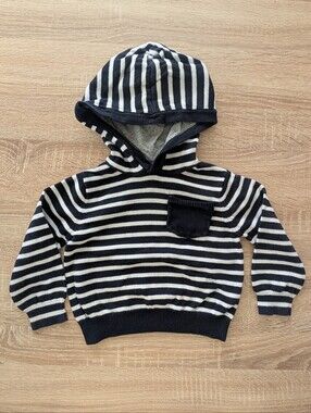 Joe Fresh Navy & White Striped Hooded Knit Pullover